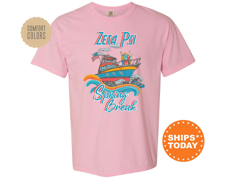 Zeta Psi Boating Spring Break Comfort Colors Fraternity T-Shirt | Zete Greek Apparel | Zeta Psi Fraternity Gift | College Apparel _ 6819g