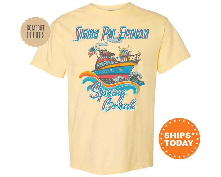 Sigma Phi Epsilon Boating Spring Break Comfort Colors Fraternity T-Shirt | SigEp Greek Apparel | Fraternity Gift | College Apparel _ 6813g