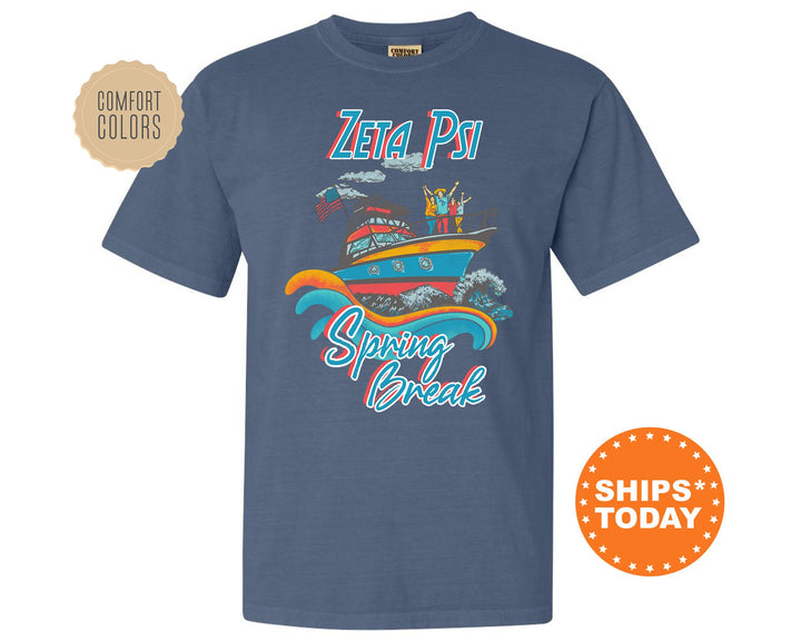 Zeta Psi Boating Spring Break Comfort Colors Fraternity T-Shirt | Zete Greek Apparel | Zeta Psi Fraternity Gift | College Apparel _ 6819g