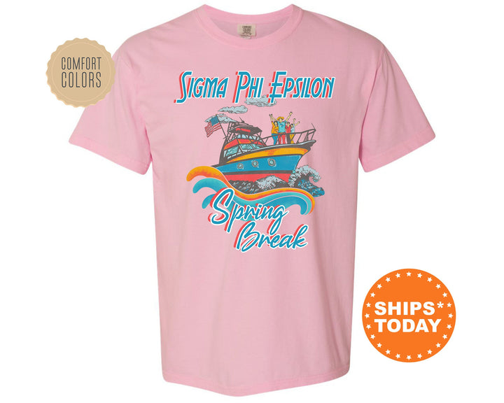 Sigma Phi Epsilon Boating Spring Break Comfort Colors Fraternity T-Shirt | SigEp Greek Apparel | Fraternity Gift | College Apparel _ 6813g