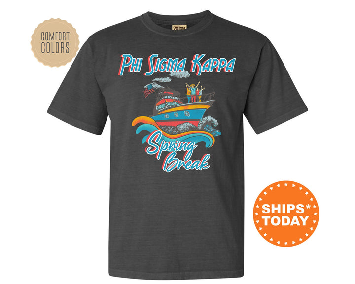 Phi Sigma Kappa Boating Spring Break Comfort Colors Fraternity T-Shirt | Phi Sig Greek Apparel | Fraternity Gift | College Apparel _ 6806g