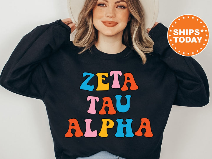 Zeta Tau Alpha Disco Retro Sorority Sweatshirt | Zeta Sorority Hoodie | Sorority Initiation Gift | Retro Letters | Big Little Reveal _ 7513g