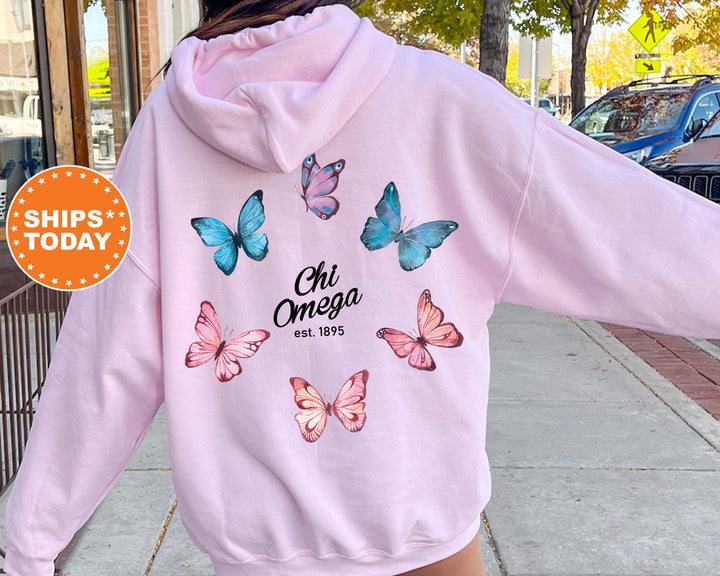 Chi Omega Fancy Butterfly Sorority Sweatshirt | Chi O Sorority Apparel | Big Little Reveal Gift | Sorority Merch | Trendy Sweatshirt
