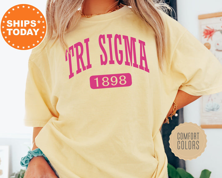 Sigma Sigma Sigma Pink Baseball Comfort Colors Sorority T-Shirt | Tri Sigma Comfort Colors Shirt | Gameday Shirt | Sorority Gifts _ 5257g