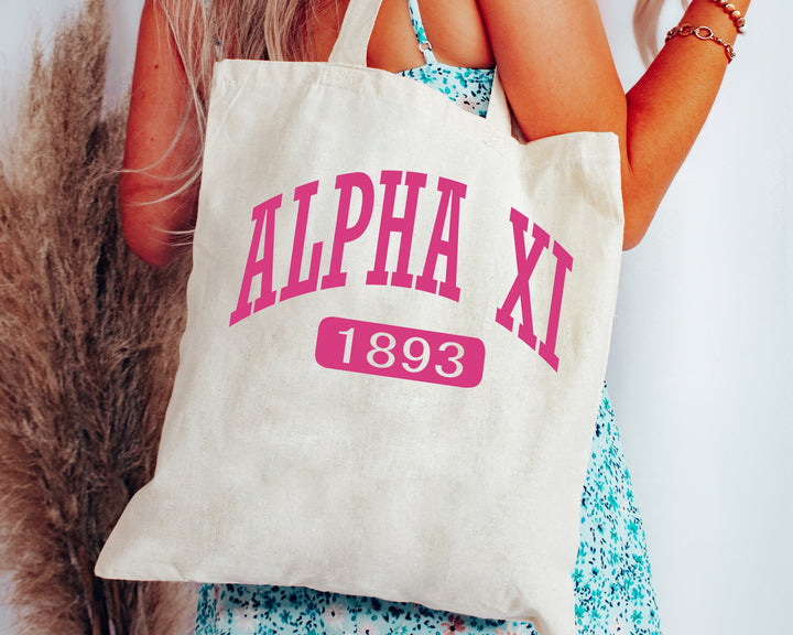 Alpha Xi Delta Pink Baseball Sorority Tote Bag | AXID Sorority Chapter Bag | Sorority Merch | Big Little Gifts | Alpha Xi Beach Bag _ 15321g