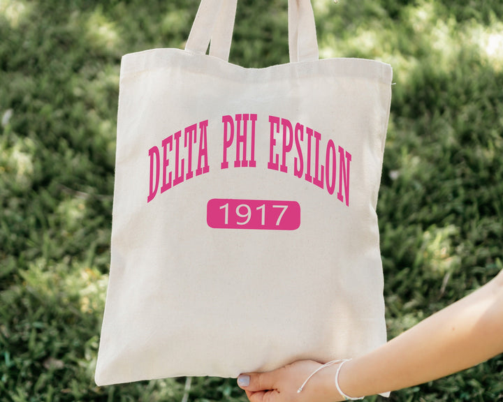 Delta Phi Epsilon Pink Baseball Sorority Tote Bag | DPHIE Sorority Chapter Bag | Sorority Merch | Big Little Gift | DPHIE Beach Bag _ 15325g