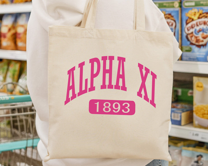 Alpha Xi Delta Pink Baseball Sorority Tote Bag | AXID Sorority Chapter Bag | Sorority Merch | Big Little Gifts | Alpha Xi Beach Bag _ 15321g