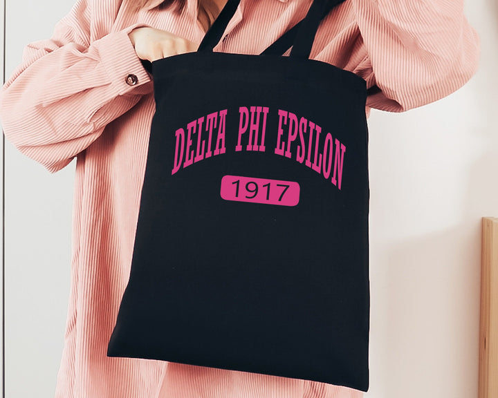 Delta Phi Epsilon Pink Baseball Sorority Tote Bag | DPHIE Sorority Chapter Bag | Sorority Merch | Big Little Gift | DPHIE Beach Bag _ 15325g