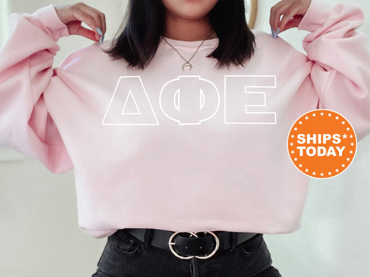 Delta Phi Epsilon Barely There Sorority Sweatshirt | DPHIE Hoodie | Big Little Reveal | Sorority Letters | Greek Letters Sweatshirt _ 8462g