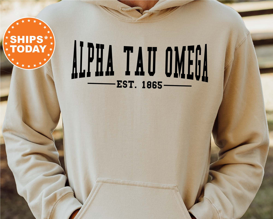 Alpha Tau Omega Concave Fraternity Sweatshirt | ATO Fraternity Hoodie | Custom Greek Apparel | College Sweatshirt | Gifts For Him_ 6575g