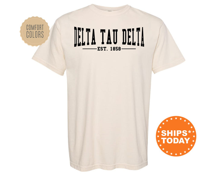 Delta Tau Delta Concave Fraternity T-Shirt | Delt Comfort Colors Fraternity Shirt | Frat Bid Day Shirt | College Greek Apparel _ 6580g