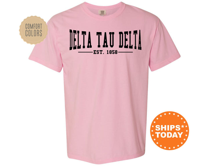 Delta Tau Delta Concave Fraternity T-Shirt | Delt Comfort Colors Fraternity Shirt | Frat Bid Day Shirt | College Greek Apparel _ 6580g