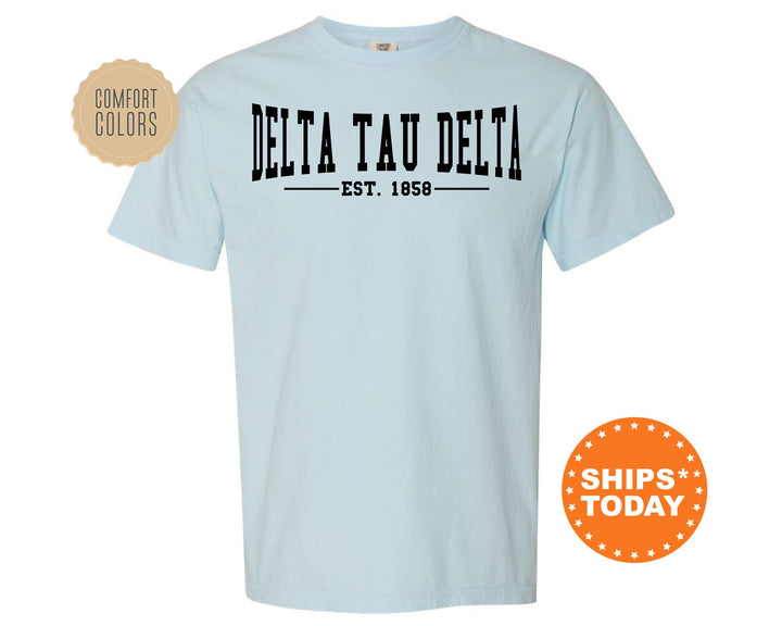 Delta Tau Delta Concave Fraternity T-Shirt | Delt Comfort Colors Fraternity Shirt | Frat Bid Day Shirt | College Greek Apparel _ 6580g