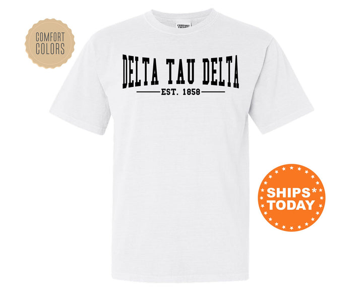 Delta Tau Delta Concave Fraternity T-Shirt | Delt Comfort Colors Fraternity Shirt | Frat Bid Day Shirt | College Greek Apparel _ 6580g