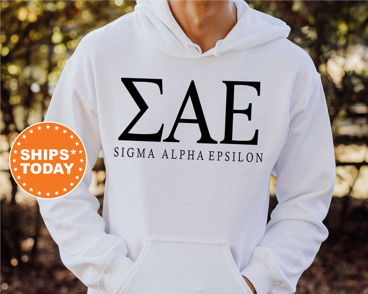 Sigma Alpha Epsilon Block Letter Fraternity Sweatshirt | SAE Greek Letters | Fraternity Hoodie | Fraternity Gift | College Apparel _ 6067g