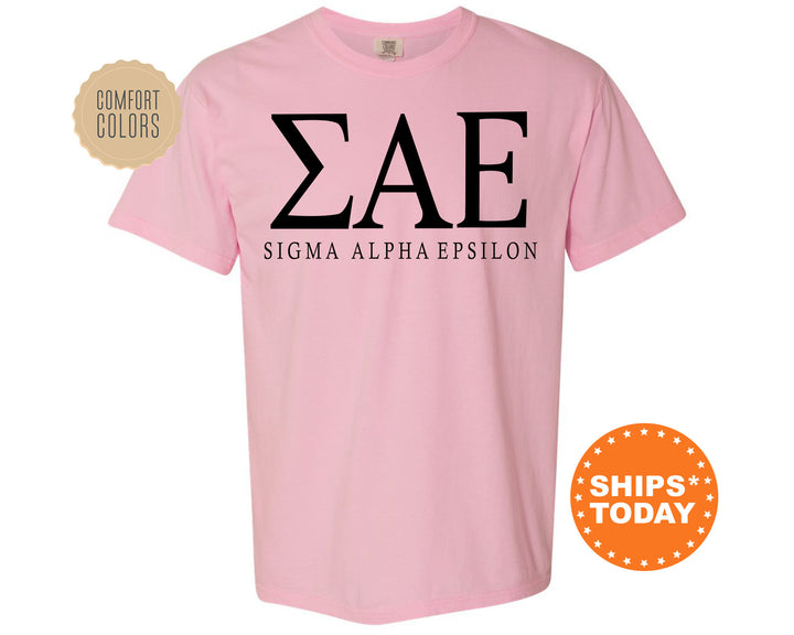 Sigma Alpha Epsilon Block Letter Fraternity T-Shirt | SAE Greek Letters Shirt | Fraternity Letters | College Apparel | Comfort Colors Tee _ 6067g