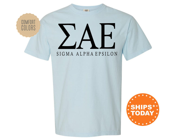 Sigma Alpha Epsilon Block Letter Fraternity T-Shirt | SAE Greek Letters Shirt | Fraternity Letters | College Apparel | Comfort Colors Tee _ 6067g