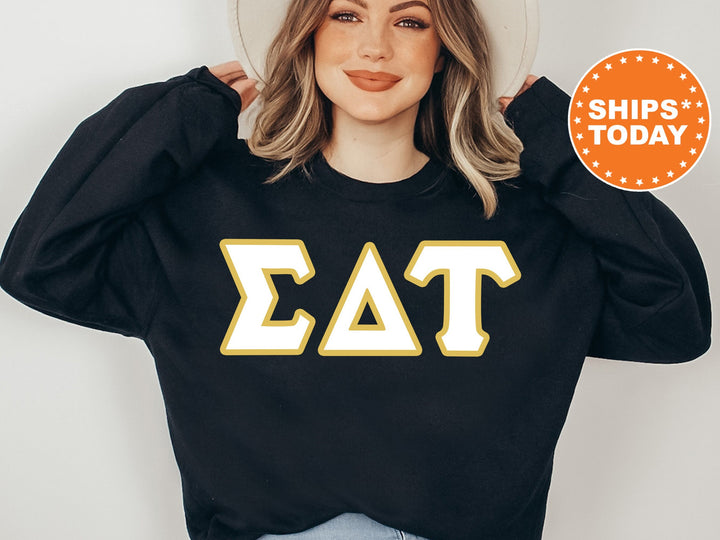 Sigma Delta Tau Simply Gold Sorority Sweatshirt | Sig Delt Greek Letters | Sorority Letters | Big Little Gift | Custom Sorority Crewneck