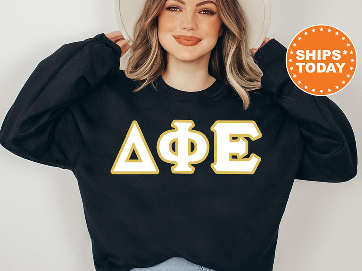 Delta Phi Epsilon Simply Gold Sorority Sweatshirt | DPhiE Greek Letters | Sorority Letters | Big Little Gift | Custom Sorority Crewneck 8436g