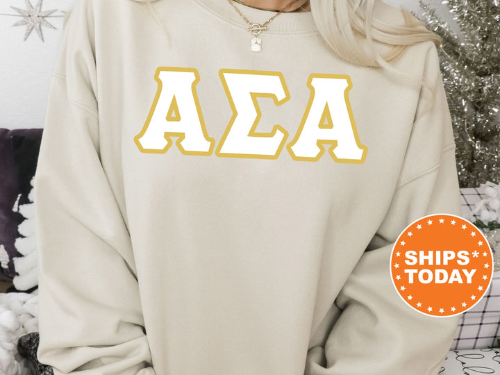 Alpha Sigma Alpha Simply Gold Sorority Sweatshirt | ASA Greek Letters | Sorority Letters | Big Little Reveal | Custom Sorority Crewneck 8430g