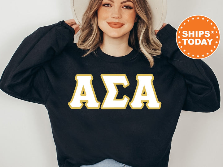 Alpha Sigma Alpha Simply Gold Sorority Sweatshirt | ASA Greek Letters | Sorority Letters | Big Little Reveal | Custom Sorority Crewneck 8430g
