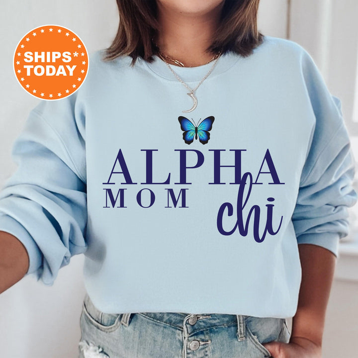 Alpha Chi Omega Butterfly Mom Sorority Sweatshirt | Alpha Chi Mom Sweatshirt | Sorority Mom | Big Little Family | Gifts For Mom
