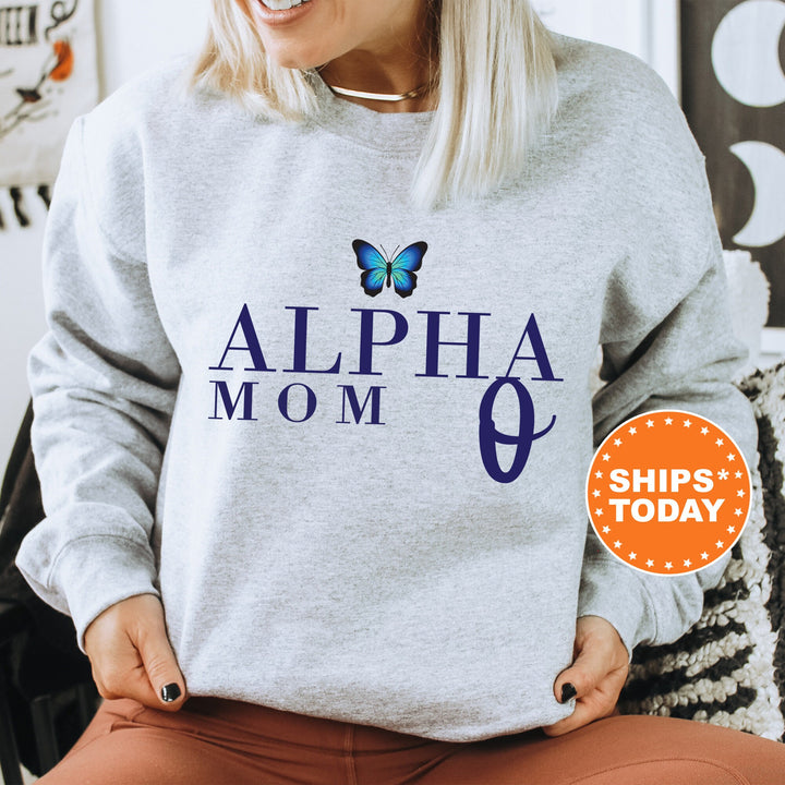 Alpha Omicron Pi Butterfly Mom Sorority Sweatshirt | Alpha O Mom Sweatshirt | Sorority Mom | Big Little Family | Gifts For Mom