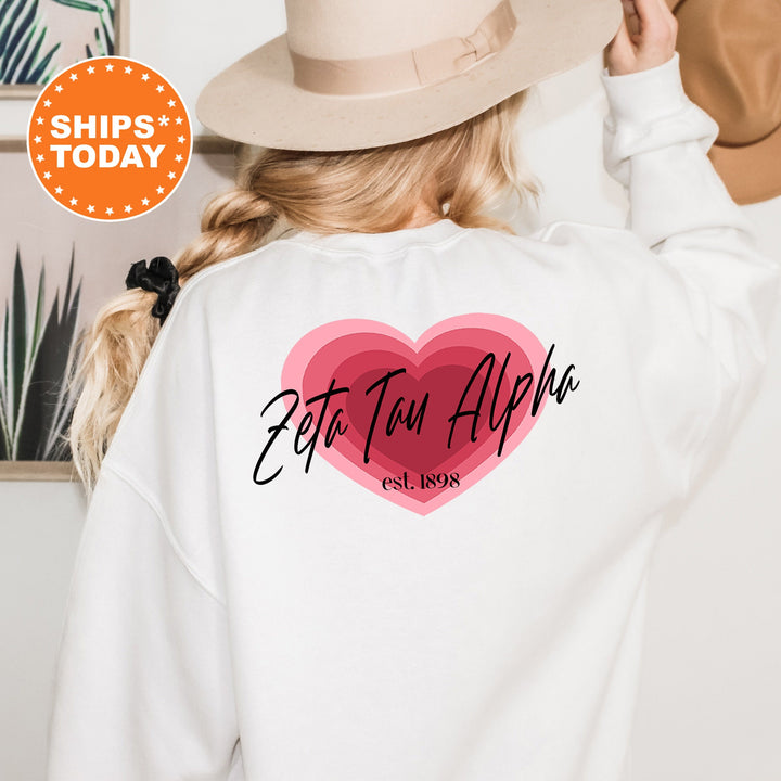 Zeta Tau Alpha Heart Beats Sorority Sweatshirt |  Zeta Tau Alpha Hoodie | Zeta Sweatshirt | Sorority Apparel | Big Little Sorority Reveal