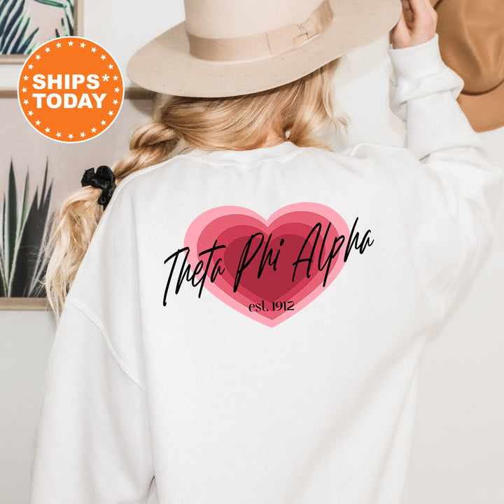 Theta Phi Alpha Heart Beats Sorority Sweatshirt | Theta Phi Alpha Hoodie | Theta Phi Sweatshirt | Big Little Gift | Greek Apparel