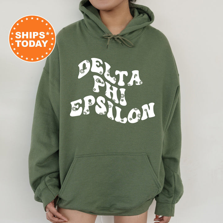 Delta Phi Epsilon Floral Hippie Sorority Sweatshirt | DPHIE Sweatshirt | Big Little | Sorority Reveal | Greek Apparel | DPHIE Hoodie 7110g