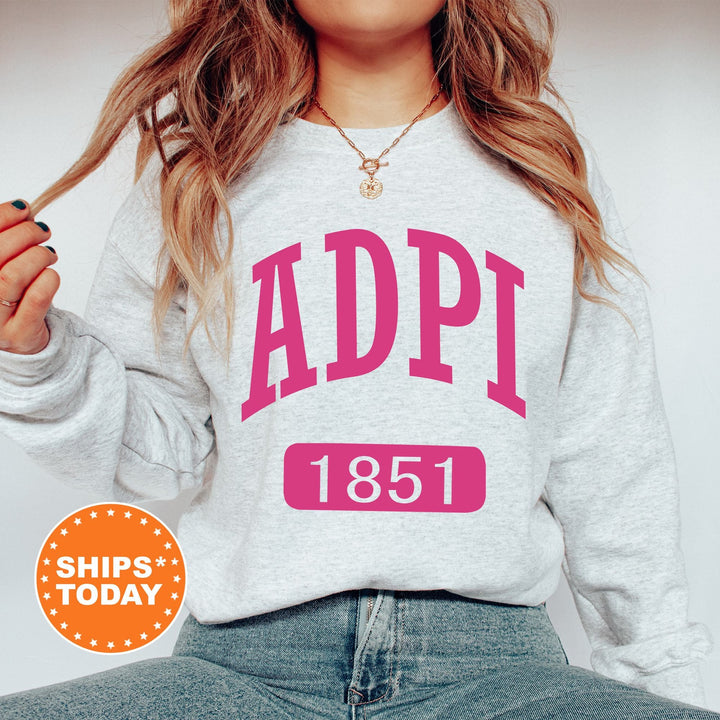 Alpha Delta Pi Pink Baseball Sorority Sweatshirt | Alpha Delta Pi Sweatshirt | ADPi Sorority Merch | Big Little Gift | Greek Apparel