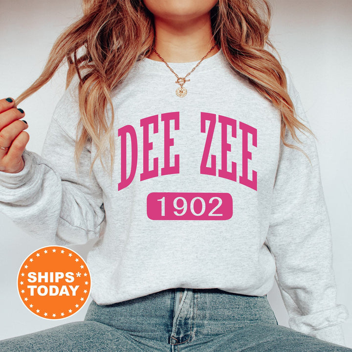 Delta Zeta Pink Baseball Sorority Sweatshirt | Delta Zeta Merch | Delta Zeta Sweatshirt | Dee Zee Big Little Reveal | Greek Apparel