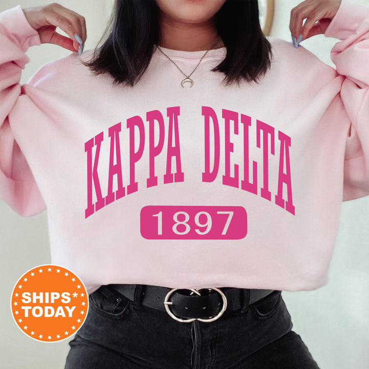 Kappa Delta Pink Baseball Sorority Sweatshirt | Kappa Delta Merch | Kappa Delta Sweatshirt | Kay Dee Big Little Gift | Greek Apparel