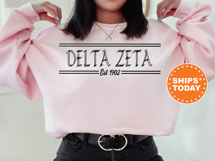 Delta Zeta Retro Fitted Sorority Sweatshirt | Dee Zee Sorority Hoodie | Big Little Gift | Sorority Merch | College Greek Sweatshirt _ 7345g