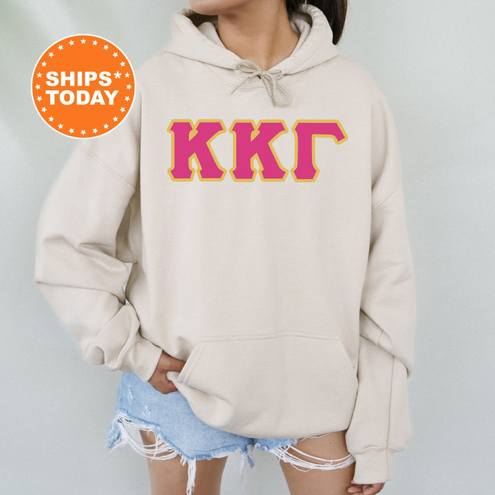 Kappa Kappa Gamma Pink and Gold Sorority Sweatshirt | Kappa Kappa Gamma Sweatshirt | Kappa Greek Letters | Big Little Reveal Gift