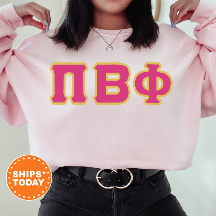 Pi Beta Phi Pink and Gold Sorority Sweatshirt | Pi Beta Phi Sweatshirt | Pi Phi Greek Letters | Big Little Gifts | Pi Phi Hoodie