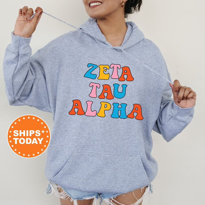 Zeta Tau Alpha Disco Retro Sorority Sweatshirt | Zeta Sorority Hoodie | Sorority Initiation Gift | Retro Letters | Big Little Reveal _ 7513g
