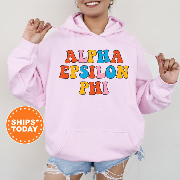 Alpha Epsilon Phi Disco Retro Sorority Sweatshirt | AEPhi Sorority Sweatshirt | Big Little Reveal | Greek Life Merch | Sorority Gift _ 7490g