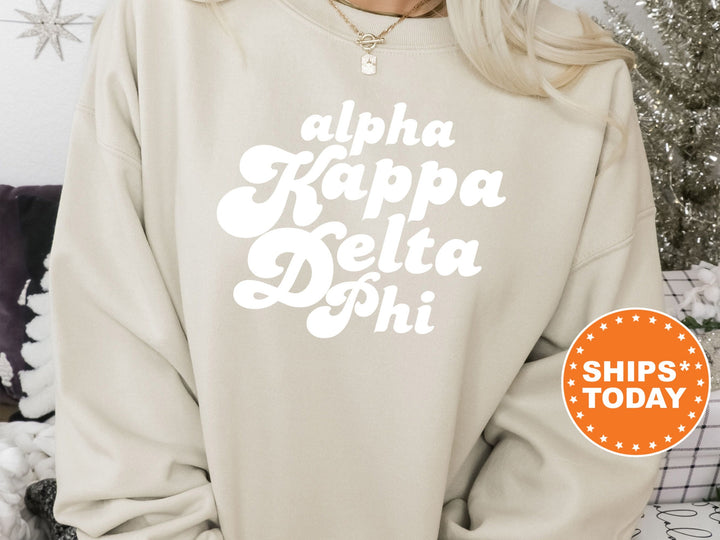 Alpha Kappa Delta Phi 80's Disco Sorority Sweatshirt | aKDPhi Sorority Apparel | Big Little Sorority Gift | College Greek Apparel _ 8476g