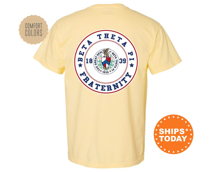 Beta Theta Pi Proud Crests Fraternity T-Shirt | Beta Greek Apparel | Fraternity Crest | Fraternity Rush Shirt | Comfort Colors Tee _ 13953g