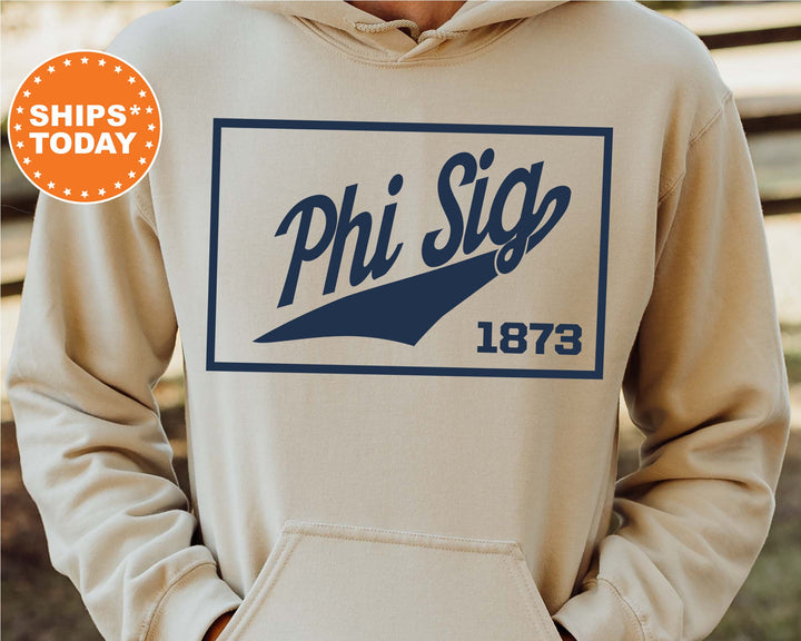 Phi Sigma Kappa Baseball Boxed Fraternity Sweatshirt | Phi Sig Sweatshirt | Fraternity Gift | Gameday Sweatshirt | College Apparel _ 5971g