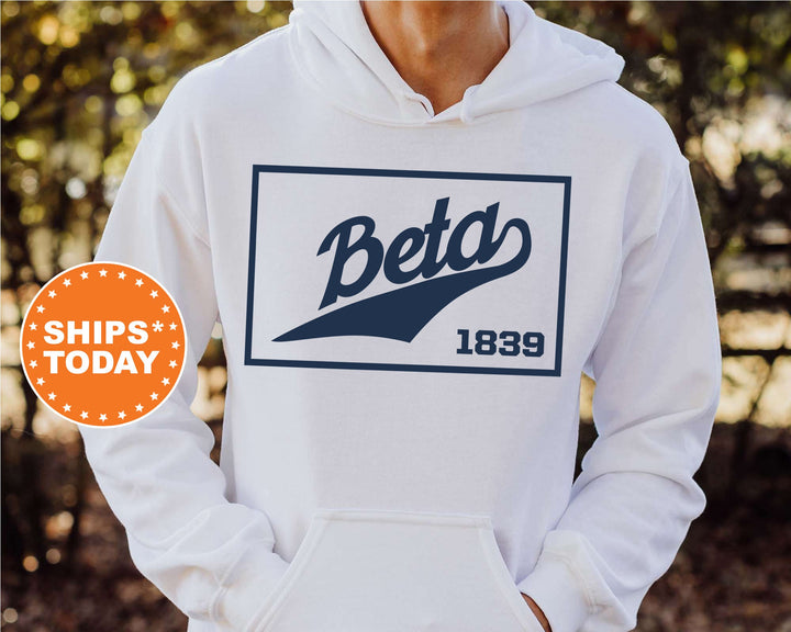 Beta Theta Pi Baseball Boxed Fraternity Sweatshirt | Beta Greek Sweatshirt | Fraternity Gift | Gameday Sweatshirt | College Apparel _ 5958g