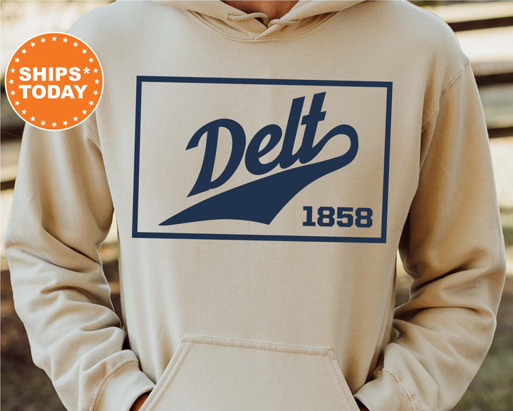 Delta Tau Delta Baseball Boxed Fraternity Sweatshirt | Delt Sweatshirt | Fraternity Gift | Gameday Sweatshirt | College Apparel _ 5962g