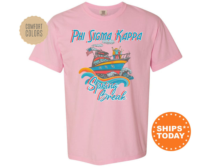 Phi Sigma Kappa Boating Spring Break Comfort Colors Fraternity T-Shirt | Phi Sig Greek Apparel | Fraternity Gift | College Apparel _ 6806g