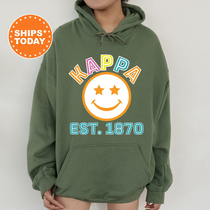 Kappa Kappa Gamma Cheerful Sorority Sweatshirt | KAPPA Sorority Merch | Big Little Gift | Greek Sweatshirt | Custom Greek Apparel _ 16864g