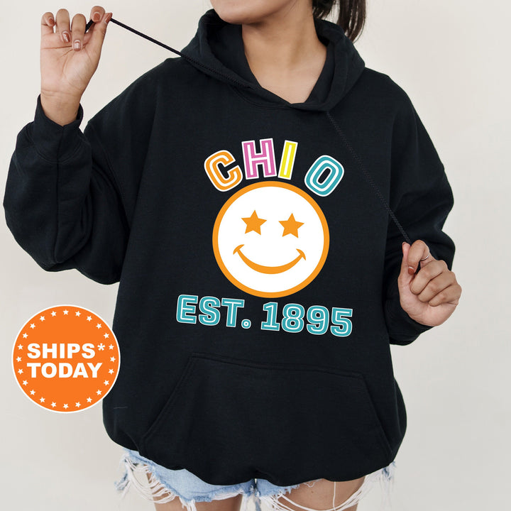 Chi Omega Cheerful Sorority Sweatshirt | Chi P Sorority Merch | Chi Omega Big Little Gift | Greek Sweatshirt | Custom Greek Apparel _ 16856g