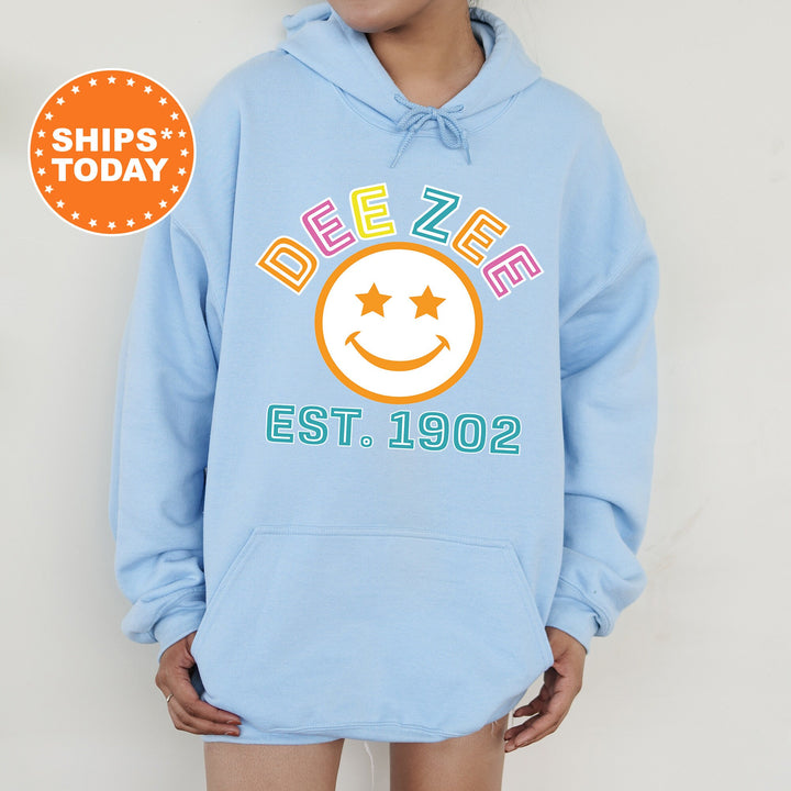 Delta Zeta Cheerful Sorority Sweatshirt | Dee Zee Sorority Merch | Big Little Gift | Greek Sweatshirt | Custom Greek Apparel _ 16860g