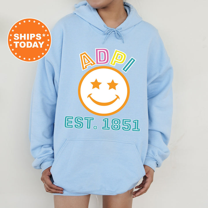 Alpha Delta Pi Cheerful Sorority Sweatshirt | ADPI Sorority Merch | Big Little Gift | Greek Sweatshirt | Custom Greek Apparel _ 16848g