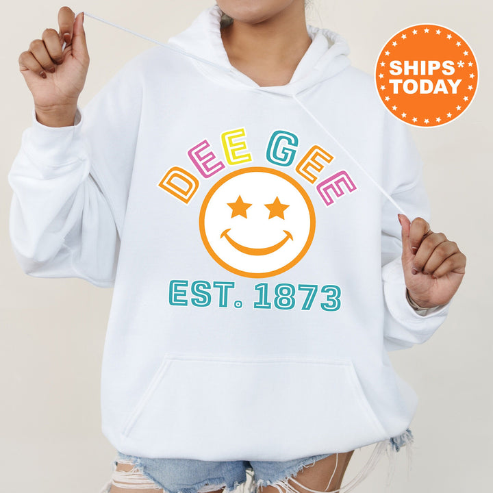 Delta Gamma Cheerful Sorority Sweatshirt | Dee Gee Sorority Merch | Big Little Gift | Greek Sweatshirt | Custom Greek Apparel _ 16858g