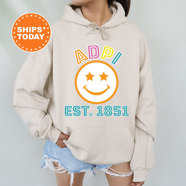 Alpha Delta Pi Cheerful Sorority Sweatshirt | ADPI Sorority Merch | Big Little Gift | Greek Sweatshirt | Custom Greek Apparel _ 16848g